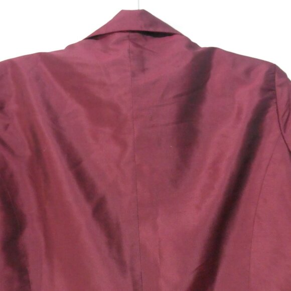 Women's Shiny Formal Burgundy Blazer - Suit Jacket | Faux Pockets | medium - Picture 10 of 14